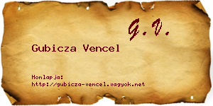 Gubicza Vencel névjegykártya